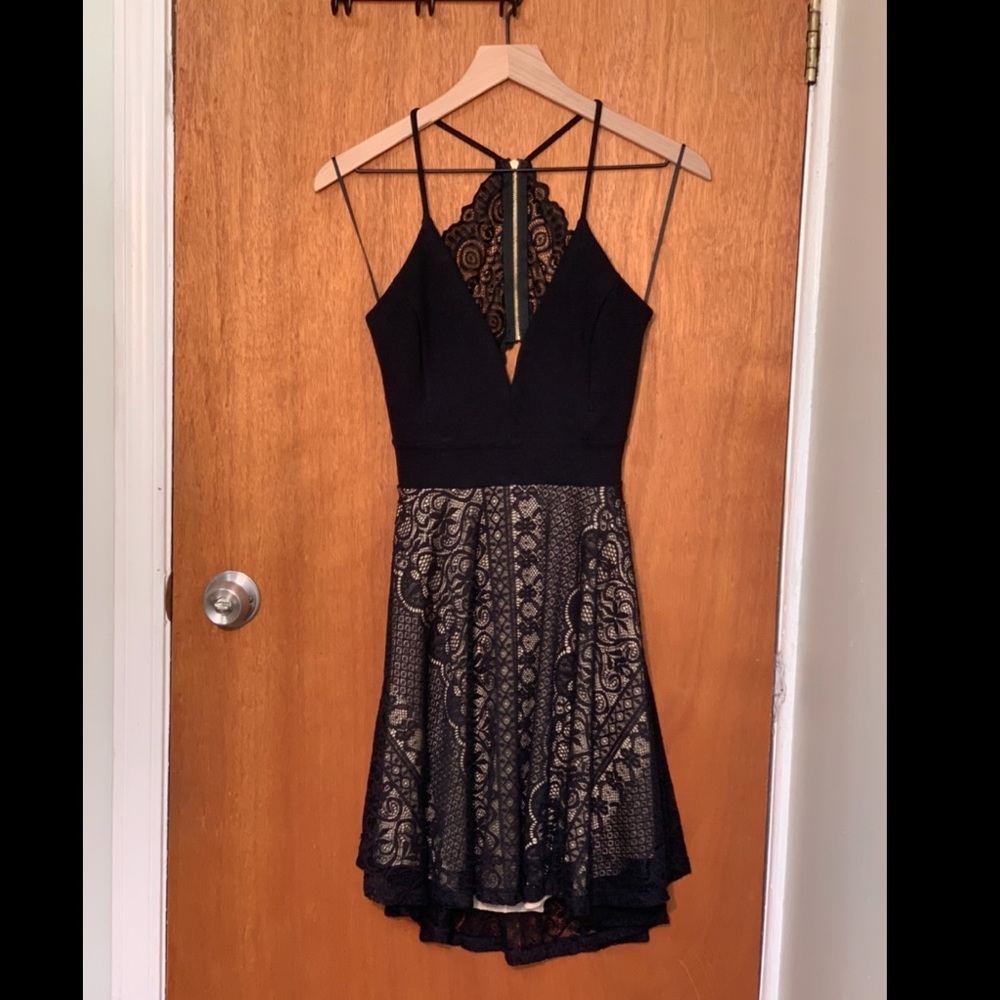 Windsor Black Lace Open Back Dress